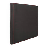 Black BCW Z-Folio 12-Pocket LX Album open to display clear plastic pages for storing collectible cards.