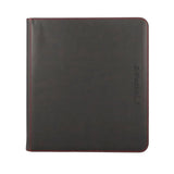 Black BCW Z-Folio 12-Pocket LX Album open with pages for storing trading cards or collectibles, featuring a sleek black cover.