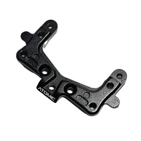 Atomic RC MRX 1.5 degree caster mount for DWS suspension system, showcasing the precision-machined aluminum component.