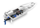 Cutaway of Traxxas Spartan SR 36-inch remote control boat showing internal flood chamber and mechanical components.