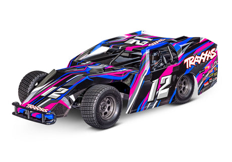 Traxxas Slash Modified BL-2s radio-controlled RC truck with pink body and detailed front view.