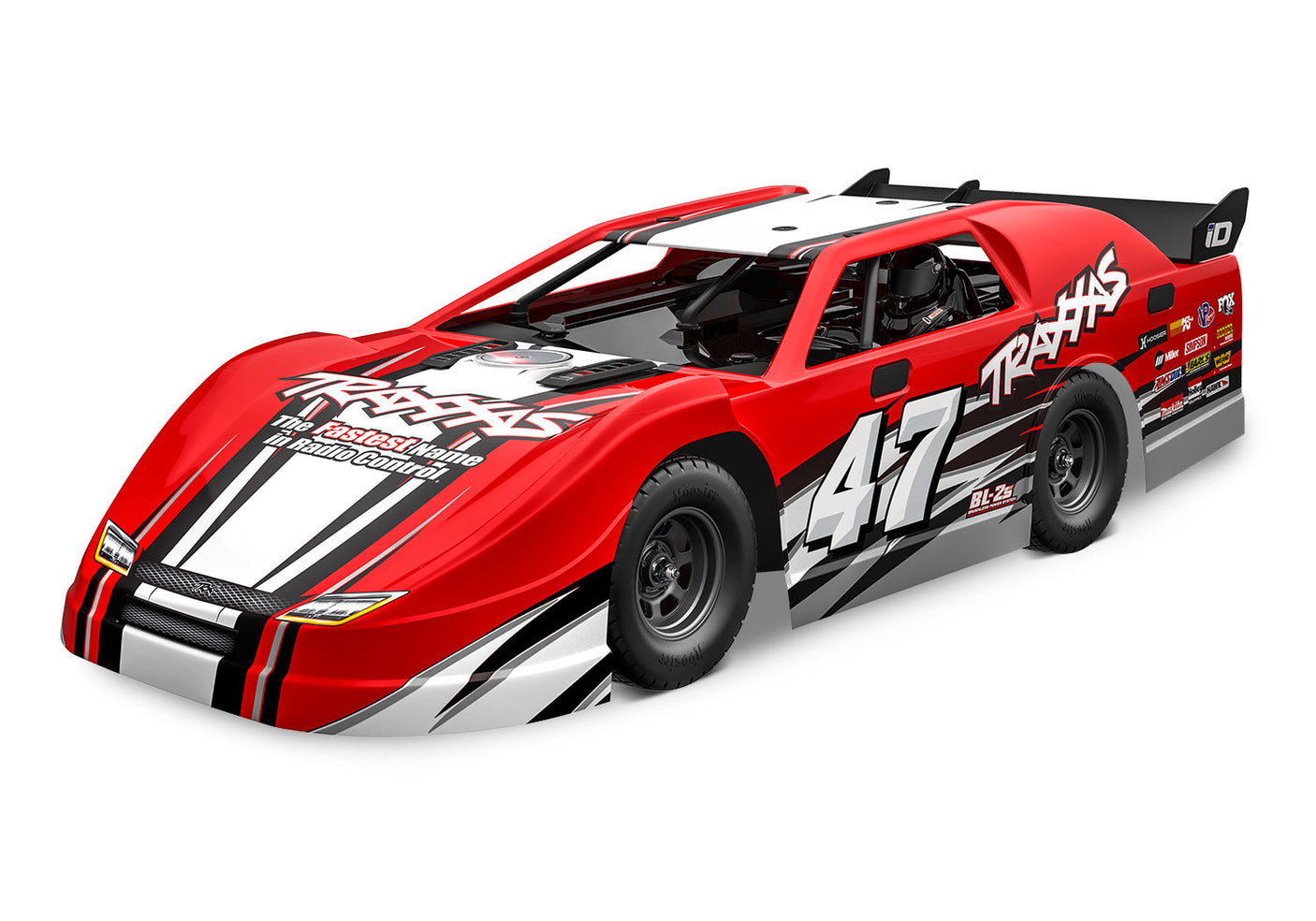 Red Traxxas Slash Late Model BL-2s RC truck with detailed front and 3-quarter view, showcasing its sleek design and sturdy build.