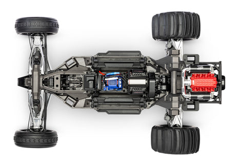 Overhead view of the Traxxas Pro Scale Sand Car chassis showing detailed off-road vehicle construction and design.