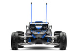 Traxxas Pro Scale Sand Car in blue, front view showing detailed off-road design and sturdy build for high-performance racing.