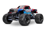 Red Traxxas Stampede 2WD Brushless RC truck, front view showing rugged tires and detailed body design.