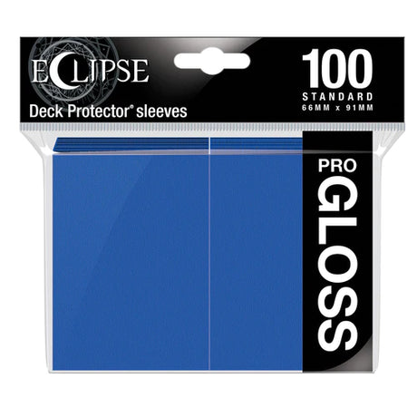 Ultra Pro Eclipse Gloss Standard Sleeves for trading cards, 100-count pack, with vibrant Pacific Blue design on the front.