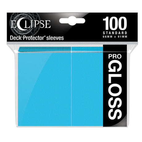 Ultra Pro Eclipse Gloss Standard Sleeves 100-pack for trading cards, featuring a blue sky design on the front packaging.