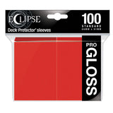 Ultra Pro Eclipse Gloss Standard Sleeves for cards, 100-count pack, featuring red backing and clear front for card protection.