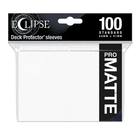 Ultra Pro Eclipse Matte Standard Deck Protector Sleeves in Arctic White, 100-count pack, designed for trading cards and card protection.