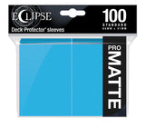 Ultra Pro Eclipse Matte Standard Deck Protector Sleeves in sky blue, 100-pack, designed for card protection and durability.