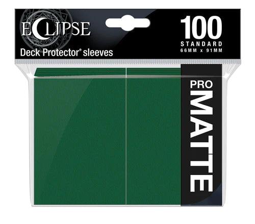 Ultra Pro Eclipse Matte Standard Deck Protector Sleeves in forest green, 100-count card supplies for card protection.
