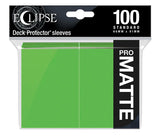 Ultra Pro Eclipse Matte Standard Deck Protector Sleeves in lime green, 100-pack, designed for card protection and gaming.