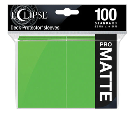 Ultra Pro Eclipse Matte Standard Deck Protector Sleeves in lime green, 100-pack, designed for card protection and gaming.