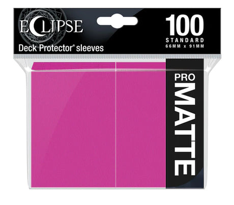 Ultra Pro Eclipse Matte Standard Deck Protector Sleeves in hot pink, 100 count, designed for card protection and game play.