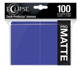 Ultra Pro Eclipse Matte Standard Deck Protector Sleeves in royal purple, shown in a pack of 100 for card protection and storage.