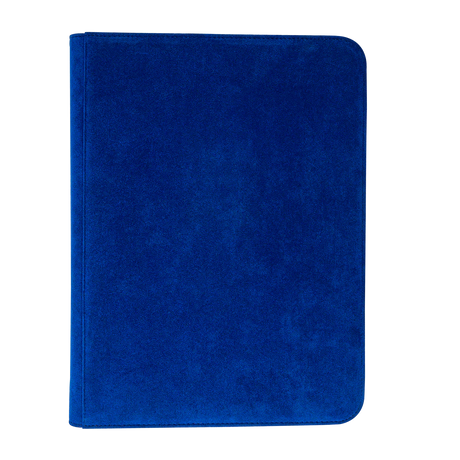 Blue Ultra Pro 9-pocket zippered pro binder with vivid deluxe design for storing trading cards or collectibles.