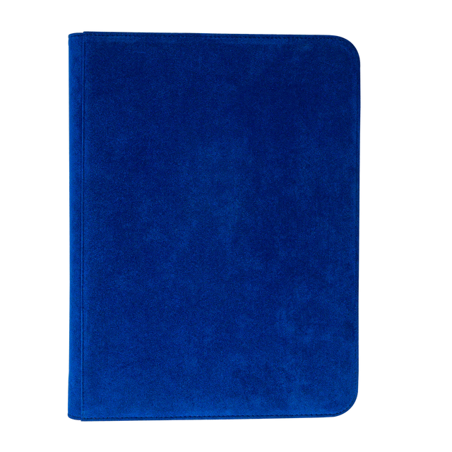 Blue Ultra Pro 9-pocket zippered pro binder with vivid deluxe design for storing trading cards or collectibles.