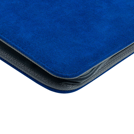 Blue Ultra Pro 9-pocket zippered binder with vivid deluxe design, featuring clear plastic pages for storing collectibles or trading cards.