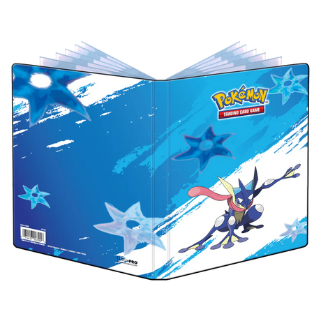 Ultra Pro Greninja 4-pocket card portfolio for storing trading cards, featuring a colorful Greninja design and secure pockets.