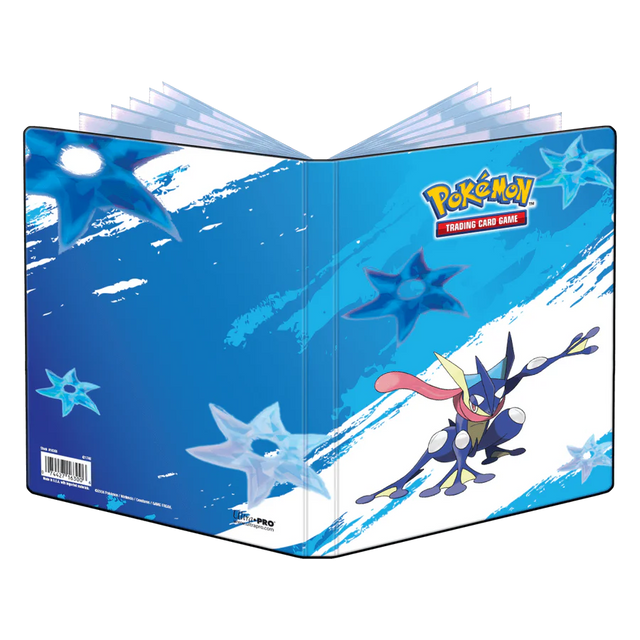Ultra Pro Greninja 4-pocket card portfolio for storing trading cards, featuring a colorful Greninja design and secure pockets.