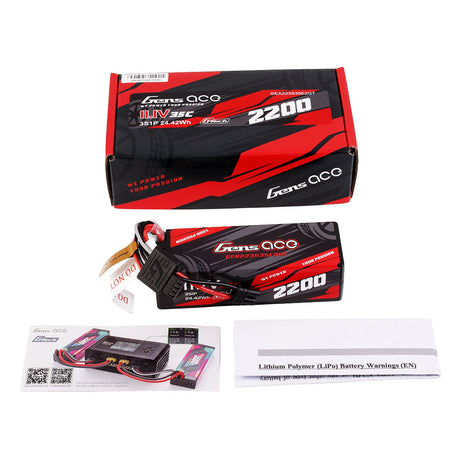 Gens Ace 2200mAh 3S 35C G-Tech hardcase LiPo battery with IEC2 connector for RC models and drones.