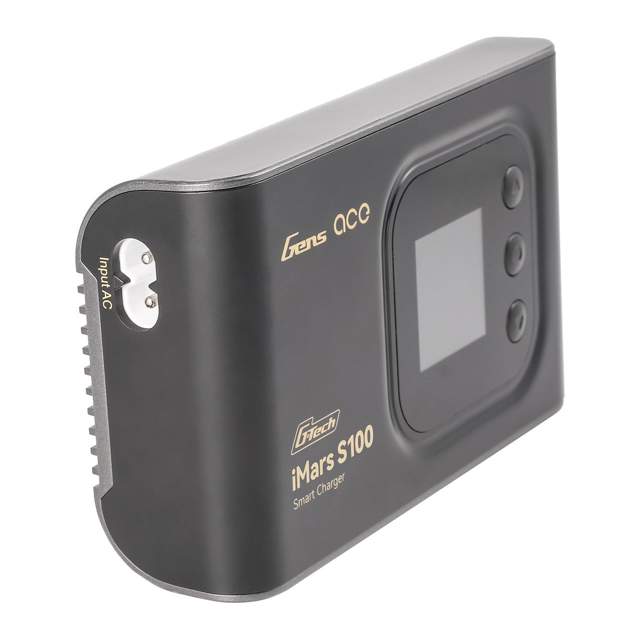Gens Ace iMars S100 G-Tech AC Balance RC Car Battery Smart Charger with digital display and charging ports.