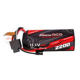 Gens Ace 2200mAh 3S 35C G-Tech hardcase LiPo battery with IEC2 connector, shown in protective black hard case.