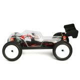 LC Racing EMB-T 1/14 scale 4WD Truggy Kit with detailed chassis and suspension components, ready for assembly and racing.