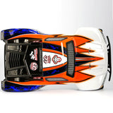LC Racing EMB-SC 1/14 scale 4WD short course truck, electric RC vehicle with detailed body and rugged off-road tires.