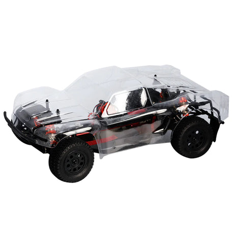 LC Racing L6240 1/14 clear short course truck body for RC cars, shown in a sleek, transparent design with detailed contours.