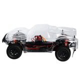 LC Racing L6240 1/14 clear short course truck body for RC cars, shown on a black background with detailed design features.