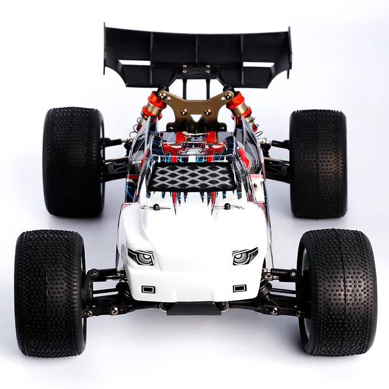 LC Racing EMB-T 1/14 scale 4WD RTR Truggy RC car with detailed body and off-road tires, ready for high-speed racing.
