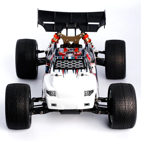 LC Racing EMB-T 1/14 scale 4WD RTR Truggy RC car with detailed body and off-road tires, ready for high-speed racing.