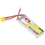 GNB 2200mAh 7.4V 2S 100C RC car LiPo battery with XT60 connector, showing the compact rectangular battery with branding.