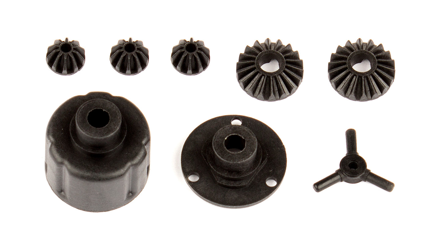 Team Associated Reflex 14 RC car differential case, durable plastic component for remote control vehicle assembly.