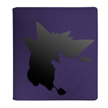 Ultra Pro Elite Series Gengar PRO 12-Pocket Zippered Binder with purple design and secure zipper closure for trading cards.