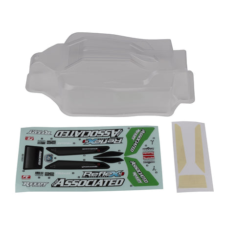 Team Associated Reflex 14B clear gamma RC car body, lightweight and detailed for remote control racing, shown in the image.