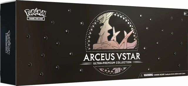 Pokémon TCG Arceus VSTAR Ultra-Premium Collection box featuring artwork, cards, and accessories from the Pokémon brand.
