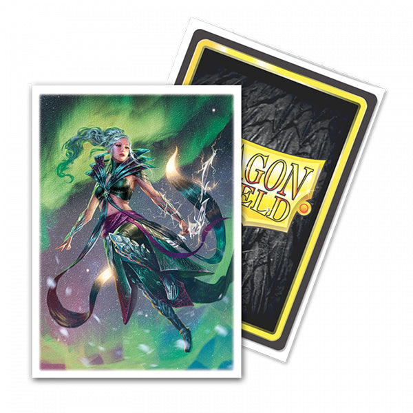 Dragon Shield Matte Flesh and Blood Lexi art standard card sleeves, featuring detailed dragon shield design for collectible card protection.
