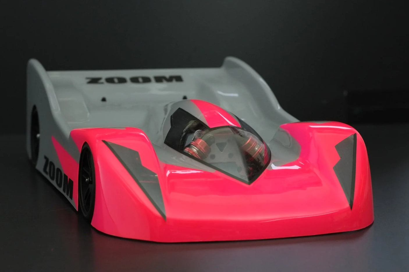 RC body for Phat Bodies Zoom Speedrun 225mm wheelbase, featuring a sleek, aerodynamic design for high-performance remote control cars.