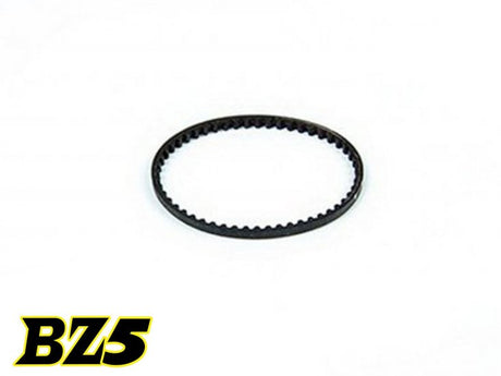 Atomic RC BZ5 52T rear belt for RC car, showing the black and silver belt with detailed teeth and branding.