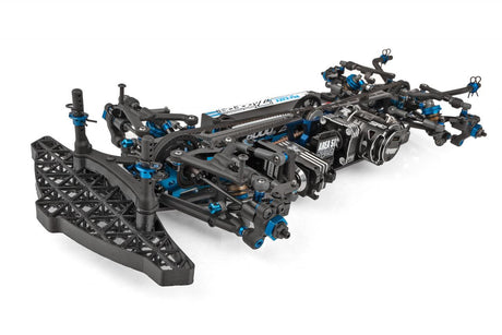 Team Associated RC10TC8 Graphite-Spec Team Kit with RC car chassis, parts, and tools for remote control racing.