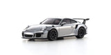 Kyosho Mini-Z MR-04 RWD Porsche 911 GT3 Silver Metallic RC car with detailed exterior and sleek design.