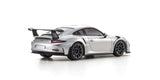 Kyosho Mini-Z MR-04 RWD Porsche 911 GT3 RC car in silver metallic with detailed body and racing wheels.