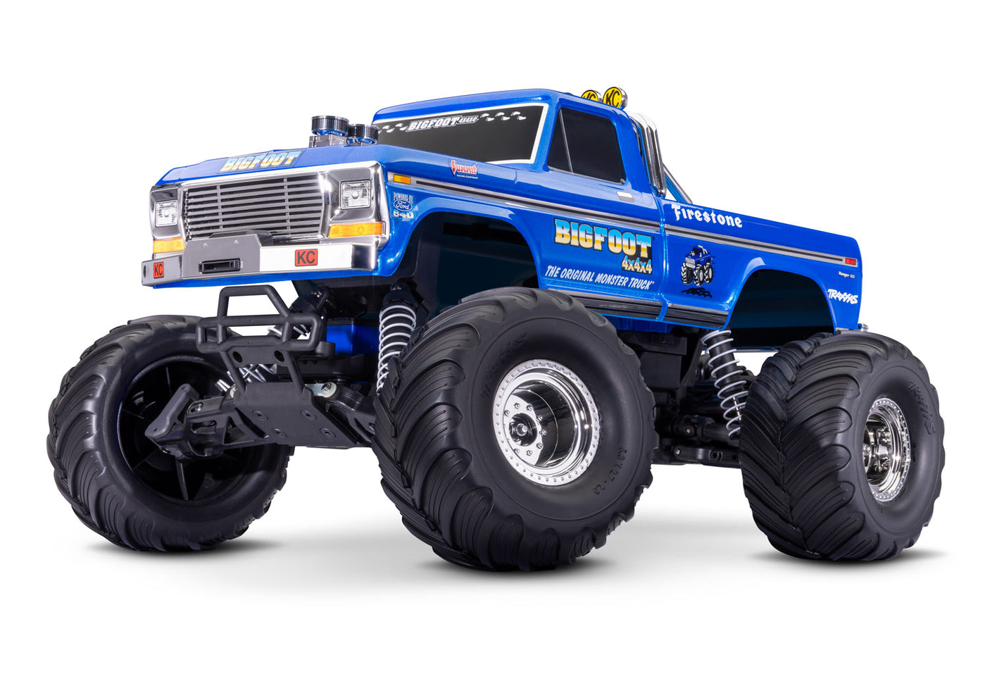 Traxxas Bigfoot No. 1 RC monster truck with XL-5 motor and battery, shown from a three-quarter front view.