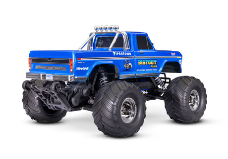 Traxxas Bigfoot No. 1 RC monster truck with XL-5 motor and battery, shown from a three-quarter rear view.