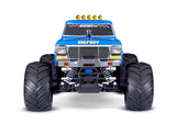 Traxxas Bigfoot No. 1 RC monster truck with XL-5 motor and battery, front view showing detailed body and large off-road tires.