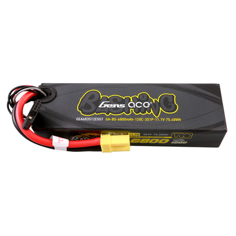 Gens Ace 6800mAh 3S 120C G-tech Bashing Series LiPo battery with EC5 connector, used for RC vehicles and hobby electronics.