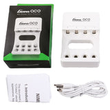 Gens Ace AA and AAA NiMH rechargeable battery charger with multiple charging ports and LED indicators.