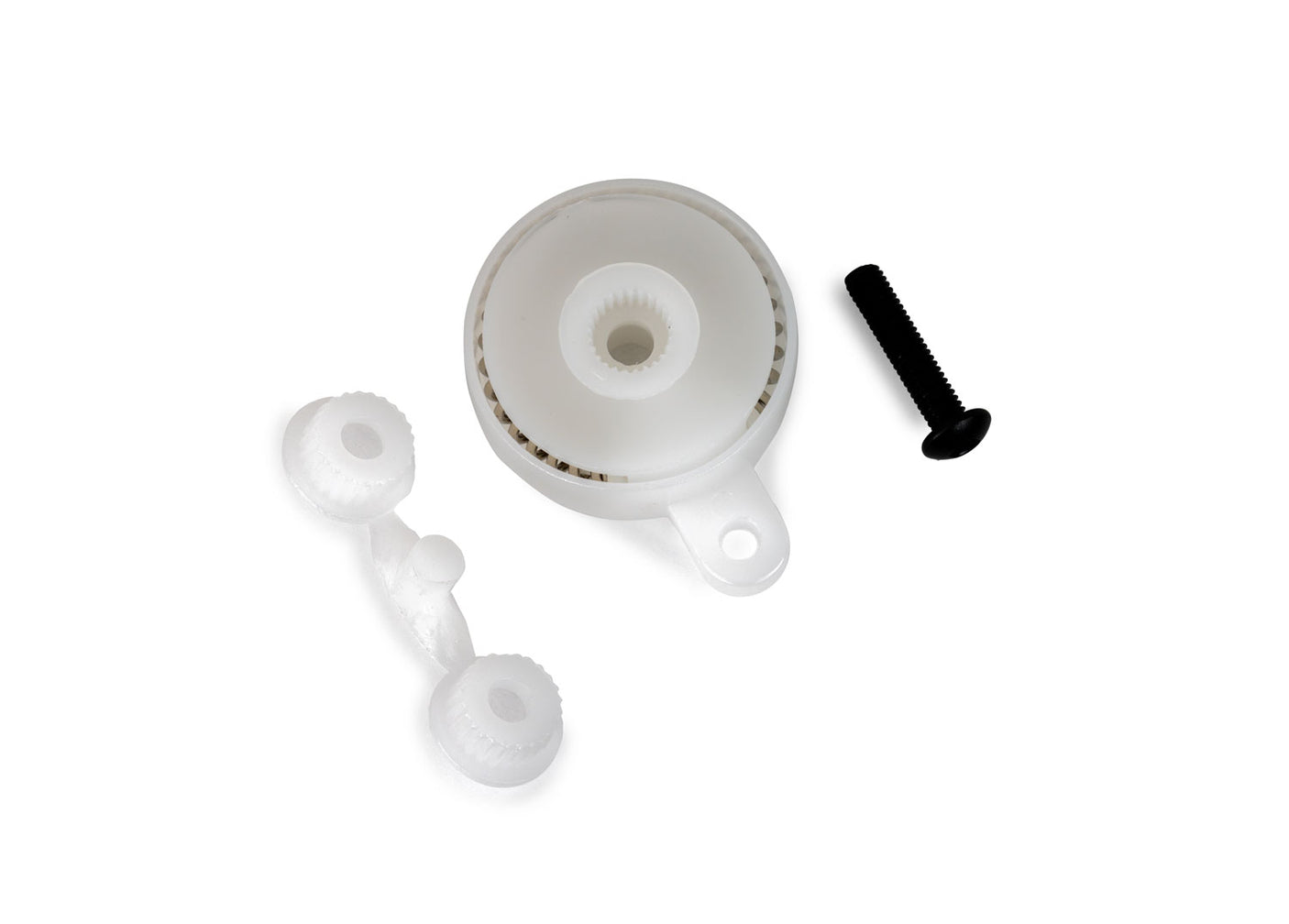 Traxxas servo saver with adapters for RC cars, featuring durable construction and easy installation.